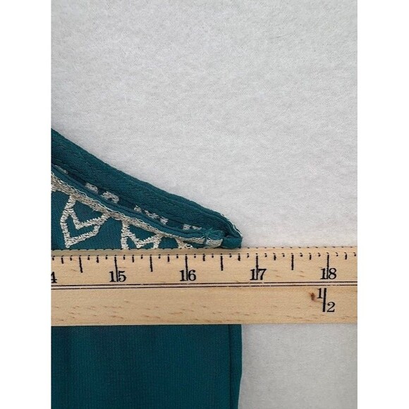 Altar'd State Green Sundress Gold Embroidery Accent Size Small Lined High Neck - Picture 7 of 10